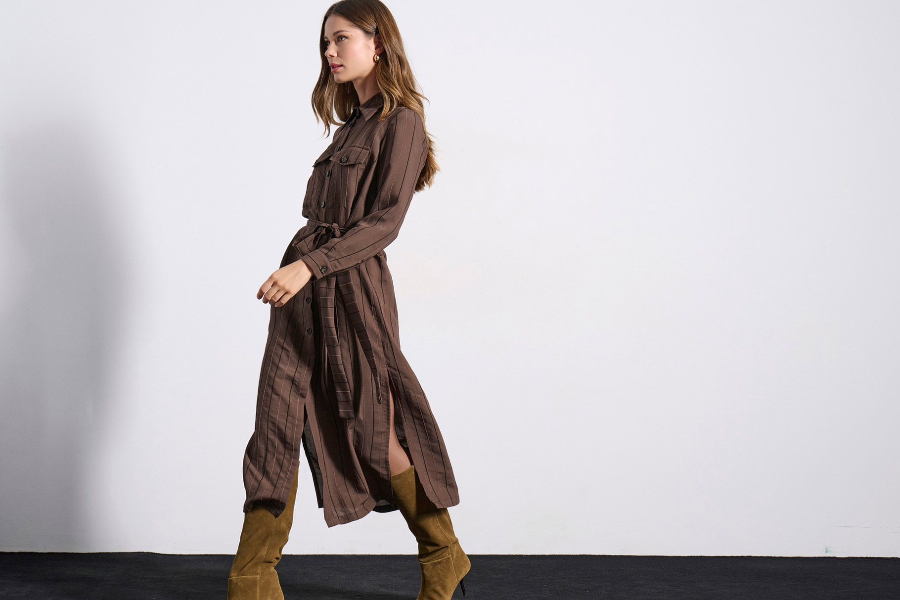 MIDI DRESS 3225936 BROWN